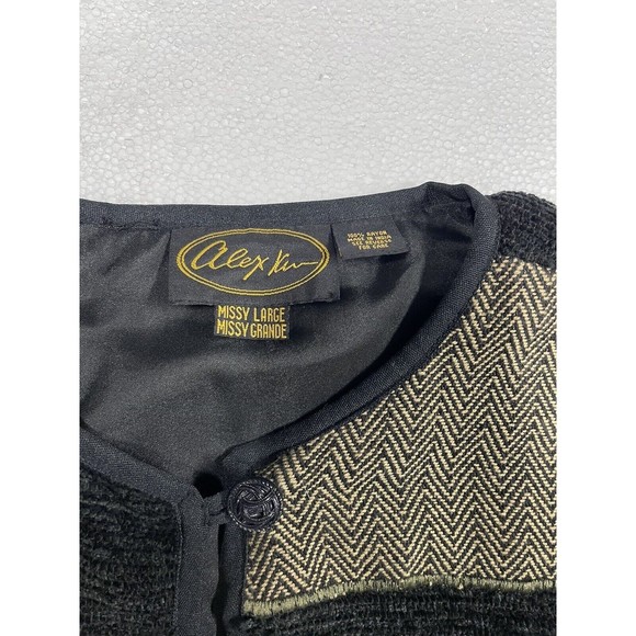 Vintage Alex Kim Embroidered Jacket Blazer Style Black Patches Women's Large - Picture 7 of 7